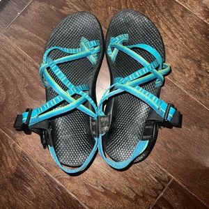 Blue and Green Double-Strapped Chacos size 8.5